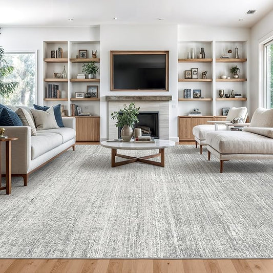 Valenrug Washable Rug 5x7 - Stain Resistant 5x7 Area Rugs for Living Room, Non Slip Backing Printed Rugs for Bedroom, Folable Machine Washable Area Rug (5'x7', Grey)