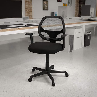 Flash Furniture Flash Fundamentals Mid-Back Black Mesh Swivel Ergonomic Task Office Chair with Arms