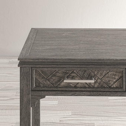 Jofran Mid-Century Modern Acacia Wood Writing Desk with 3 Drawers and USB Charging Port, 48 Inch Computer Desk for Home Office Work, Platinum