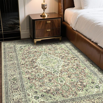 Goideal Washable Rug 3x5, Sage Green Area Rugs Non Slip, Indoor Low Pile Carpet with Rubber Backing for Living Room Kitchen Bathroom Entryway Office Bedroom
