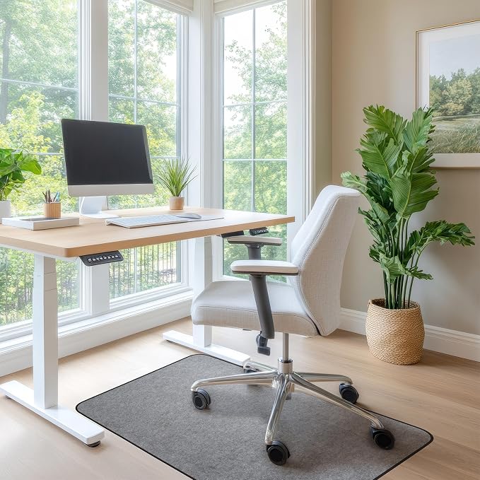 Chair Mat for Carpet | Multi-Surface, Anti-Curl Floor Protector for Office Desk Chair or Rolling Gaming Chair Mat | 48" x 36" Gray — 3X Thicker Than Standard Floor Mats at 0.25"