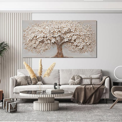 Canvas Wall Art Decor Prints Botanical Wall Art Pictures for Living Room Canvas Art Wall Decor Tree of Life Wall Art Decor Modern Large White Wall Art Prints Artwork for Walls Bedroom Office Decor 24" X 48"