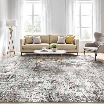 5x7 Area Rugs Living Room: Washable Large Abstract Neutral Modern Soft Gray Rug Stain Resistant Indoor Floor Non-Slip Accent Carpet for Bedroom Nursery Playroom Office Dining Room Home Decor