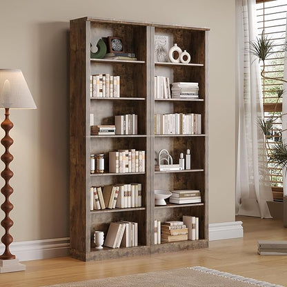 Thacuok 75" Tall Bookshelf & Bookcase, 6-Tier Adjustable Storage Shelves, Book Shelf with Anti-Tipping Device, Floor Standing Modern Display Rack for Living Room, Bedroom, Office, Brown