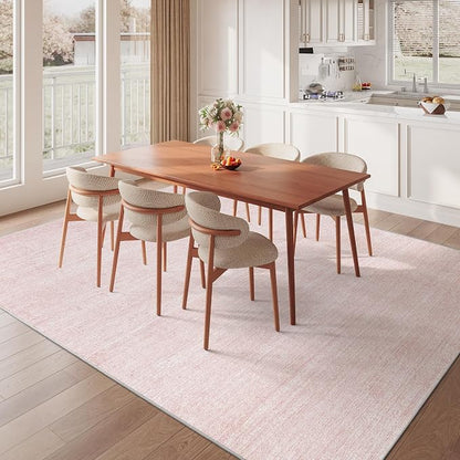 Valenrug Washable Rugs 8x10 - Non Slip 8x10 Area Rugs for Living Room, Stain Resistant Area Rugs for Bedroom, Foldable Machine Washable Area Rug(8'x10', Light Pink)