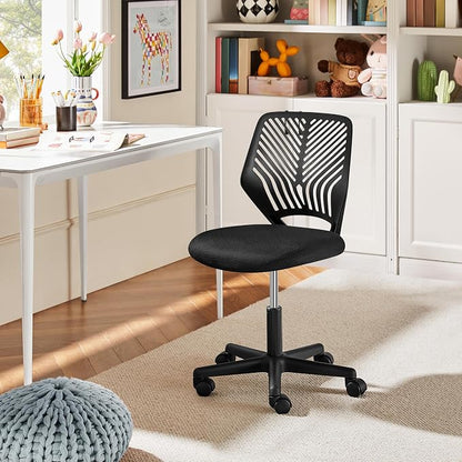 Topeakmart Armless Office Chair, Adjustable Swivel Mesh Computer Study Chair for Small Spaces, Black
