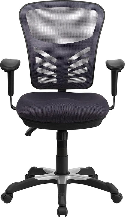 Flash Furniture Nicholas Mid-Back Swivel Office and Gaming Chair, Ergonomic Mesh Office Chair with Adjustable Lumbar Support and Height, Dark Gray