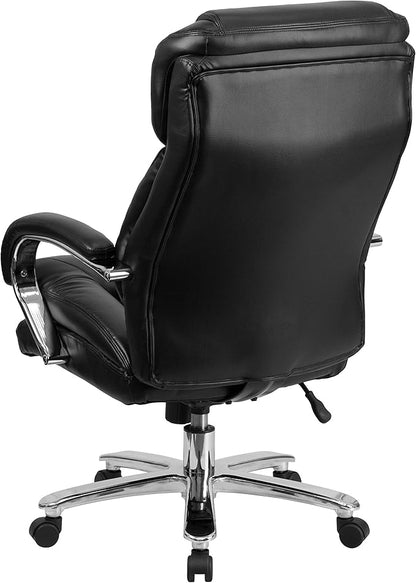 Flash Furniture Hercules Series LeatherSoft Swivel Office Chair with Loop Arms, Ergonomic High-Back Executive Chair with Padded Seat and Arms, Black