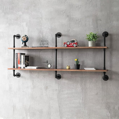 HDDFER Floating Shelves for Wall Laundry Room Shelves Bookshelf Industrial Pipe Shelving Shelf Real Wood Planks 60 inch Rustic Wall Shelves Hanging Bookshelves Farmhouse Kitchen Bar Shelving