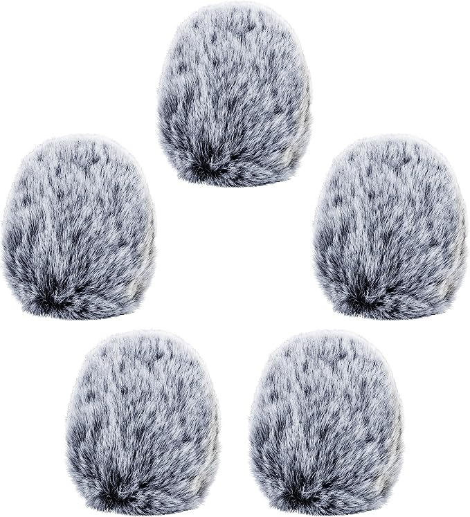 Cubilux Furry Windscreen for Game Headset, Muff Windshield Windjammer Deadcat,Wind Muff & Dead Cat for Headset, 5-Pack