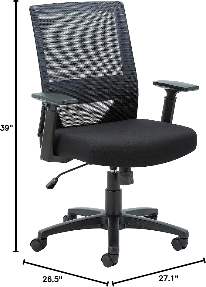 Lorell Mid-Back Mesh Task Chair, Black