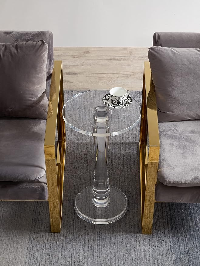 Artmaze Clear Acrylic End Table,Drink Table,for Office, Living Room and Bedroom, 15x15 inch，25.2 inch High