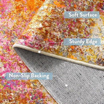 Lahome Modern Abstract Runner Rug - 2x6 Colorful Runners for Hallways Non Skid Laundry Room Rug Washable Carpet Runner, Rainbow Soft Non Slip Indoor Throw Runner for Bedroom Kitchen Bathroom