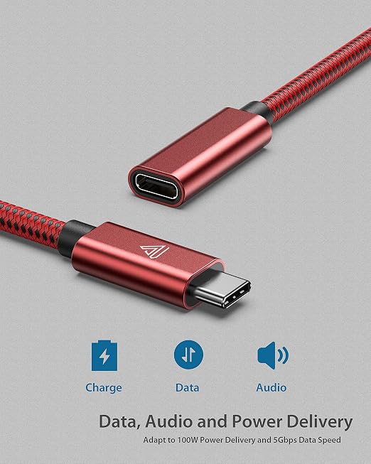 Faracent USB C Extension Cable (20Gbps/240W/3.3Ft), USB 3.2 Type C 3.1 Male to Female Extension Charging & Sync for iPhone 17 16 15 Pixel PSVR2 MacBook Air Pro/New iPad Dell XPS Surface Book Red