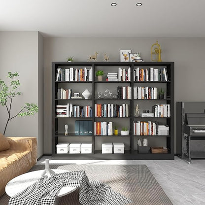 69" Tall Bookshelf, 5 Tier Black Bookcase with Adjustable Shelves, Freestanding Large Open Book Shelf Etagere Bookcase for Bedroom, Library, Living Room, Office