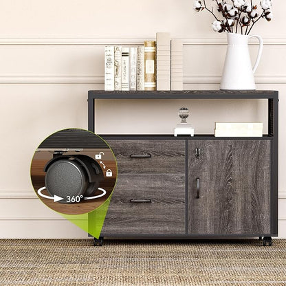 LITTLE TREE 63-Inch Office Desk with 31.5-Inch Lateral File Cabinet, Study Writing Desk Computer Desk for Home Office