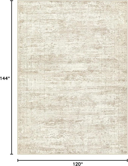 UERMEI 10x12 Area Rug Living Room Rugs - Washable Neutral Modern Abstract Soft Thin Rug Indoor Floor No Slip Rug Carpet for Bedroom Under Dining Table Home Office Decor - Beige/Brown