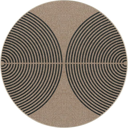 Lahome Modern Rainbow Round Rug 4ft, Washable Outdoor Rugs for Entryway Patio Farmhouse Indoor Outdoor Carpet, Contemporary Non Slip Small Round Kitchen Mats for Floor Entry