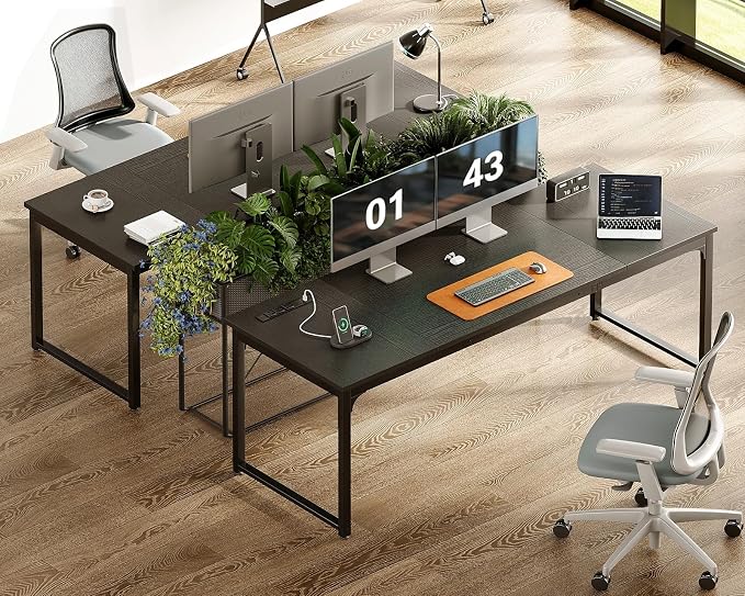 Coleshome 71 Inch Computer Desk with USB Ports, Large Office Desk, Long Study Student Writing Desk, Black