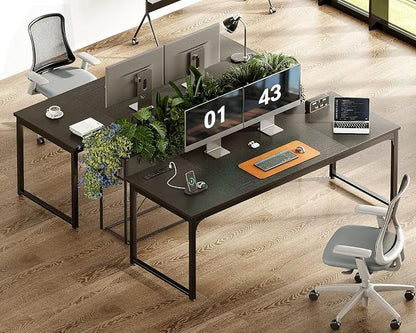 Coleshome 71 Inch Computer Desk with USB Ports, Large Office Desk, Long Study Student Writing Desk, Black