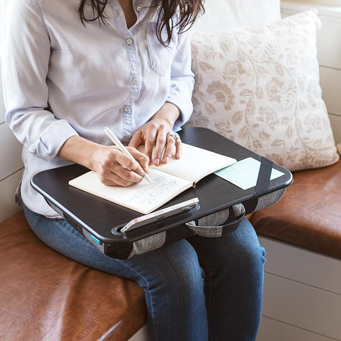LAPGEAR Designer Lap Desk 2-Pack with Storage Basket, Phone Slot & Device Ledge – Buffalo Check – Fits Laptops up to 15.6" – Style No. 70428