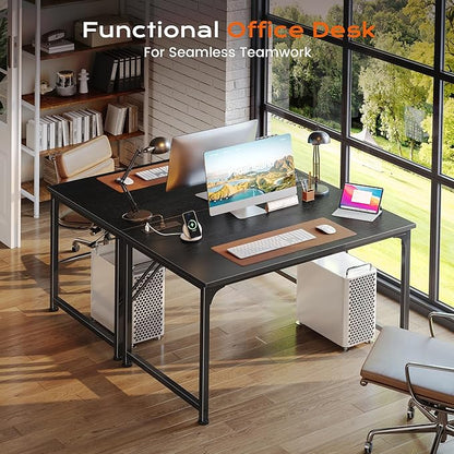 PRAISUN 40 X 24 Inch Computer Desk with Power Outlets & USB-C Port, Office Desk with Deeper Desktop, Study, Bedroom, Writing Work from Home Table, Metal Frame, Black