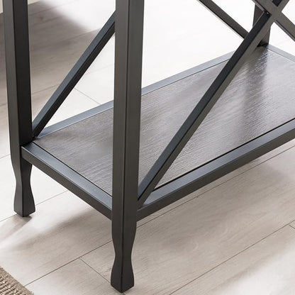 Leick Home 23005 Chisel & Forge Narrow Side Recliner Table with Shelf, Smoke Gray and Matte Black