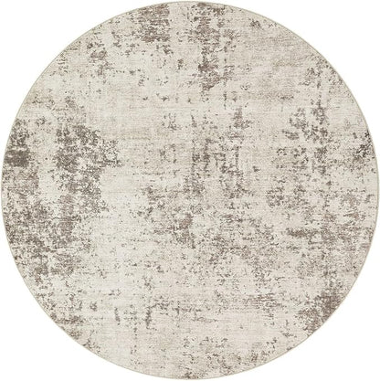 UERMEI 5ft Round Area Rug Living Room Rugs - 5x5 Washable Neutral Modern Abstract Soft Thin Rug Indoor Floor No Slip Rug Carpet for Bedroom Under Dining Table Home Office Decor - Dark Brown