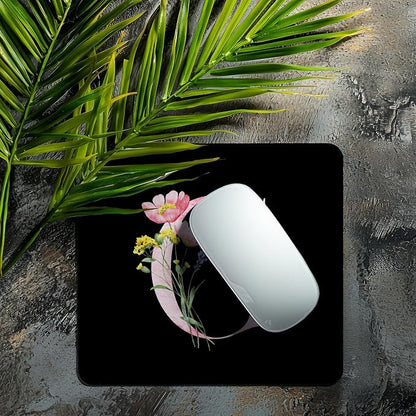 Mouse Pad Pinks Flowers Initial Letters Mousepad Desktop Laptop Computer Accessories Home Office Gaming Work Desk Computer Non-Slip Rubber Monogram Floral Alphabet A-Z mousepad (G)