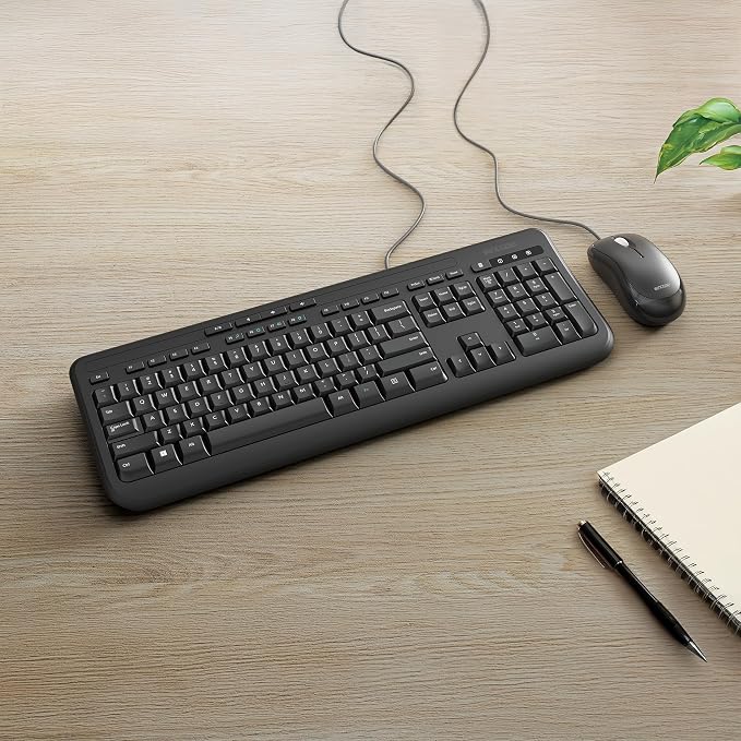 Incase Wired Desktop 600 Keyboard & Mouse Combo – Designed by Microsoft – Four Hot Keys, Spill-Resistant Keyboard, Quiet-Touch Keys, Optical Mouse, Left/Right Mouse with 800 DPI Sensor – Black