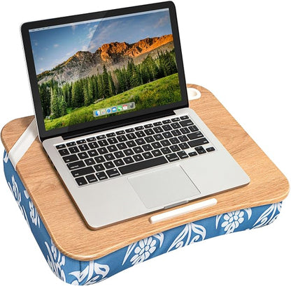 LAPGEAR Designer Lap Desk with Phone Holder and Device Ledge - Floral Block Print - Fits up to 15.6 Inch Laptops - Style No. 45414