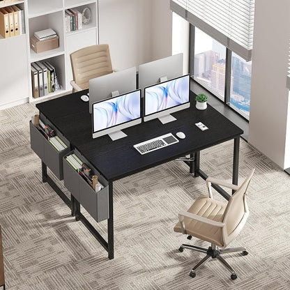 OLIXIS Computer Desk, 47 Inch Home Office Desks for Small Spaces, Writing Craft Study Gaming Table for Bedroom, Modern Computer Workstation with Storage Bag, Black