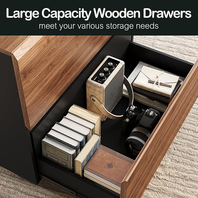 ModernMate 2 Drawer Lateral File Cabinet, 31w*28h Wood Filing Cabinet with Anti-tilt Mechanism, Home Office Storage Filing for Letter, A4 & Legal Size, Black Walnut
