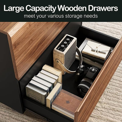 ModernMate 2 Drawer Lateral File Cabinet, 31w*28h Wood Filing Cabinet with Anti-tilt Mechanism, Home Office Storage Filing for Letter, A4 & Legal Size, Black Walnut