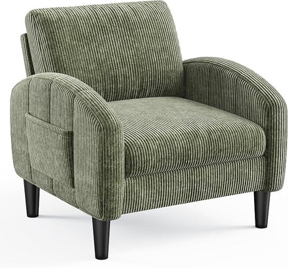 Homkdom Accent Chair for Living Room Chairs Green Reading Chair for Bedroom Mid Century Modern Arm Chair Upholstered Comfy Chair for Apartment, Waiting Room