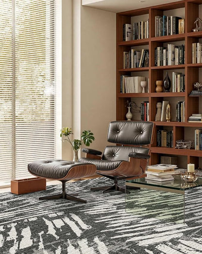Latte&Fog 5x7 Area Rugs for Living Room Bedroom, Modern Abstract Washable Rug, Boho Non Slip Low Pile Carpet for Indoor Dining Room,Dorm, Classroom, College Dorm,Farmhouse and Kids Room - Black White