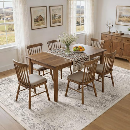 UERMEI 6x9 Area Rug Living Room Rugs - Washable Vintage Soft Large Rug Indoor Floor No Slip Rug Carpet for Bedroom Farmhouse Under Dining Table Home Office Decor - Beige/Camel