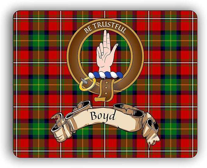 Scottish Clan Boyd Tartan Crest Computer Mouse Pad