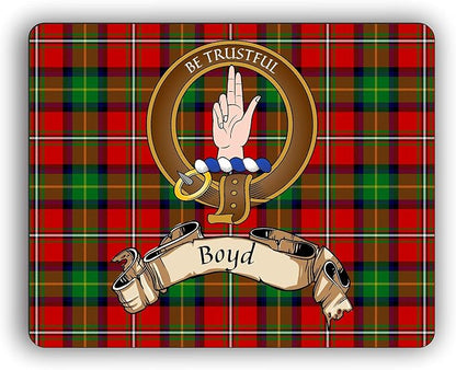 Scottish Clan Boyd Tartan Crest Computer Mouse Pad