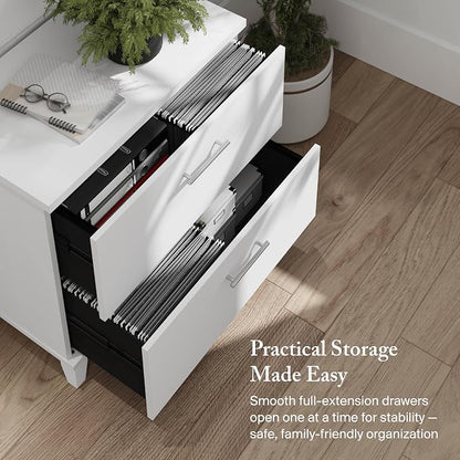 Bush Home 2 Drawer Lateral File Cabinet, Letter and Legal-Size Document Storage for Home or Professional Office, Somerset Collection, White