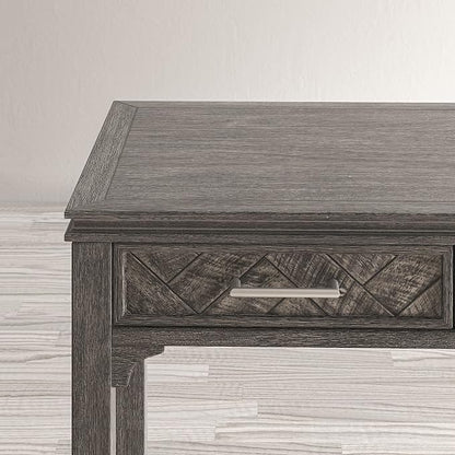 Jofran Mid-Century Modern Acacia Wood Writing Desk with 3 Drawers and USB Charging Port, 48 Inch Computer Desk for Home Office Work, Platinum