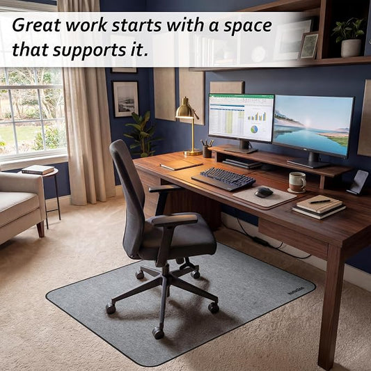 Chair Mat for Carpet | Multi-Surface, Anti-Curl Floor Protector for Office Desk Chair or Rolling Gaming Chair Mat | 48" x 36" Gray — 3X Thicker Than Standard Floor Mats at 0.25"