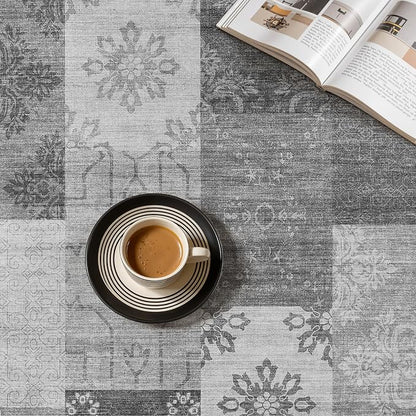 UERMEI 6x9 Area Rug for Living Room - Washable Vintage Carpet, Non-Slip Soft Large Indoor Floor Rugs for Bedroom Home Office & Under Dining Table Decor, Gray Block