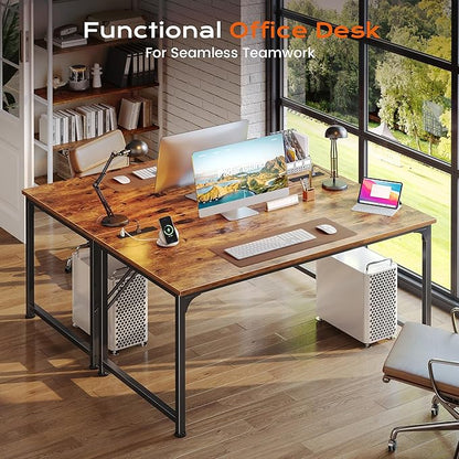 PRAISUN 47 X 24 Inch Computer Desk with Power Outlets & USB-C Port, Office Desk with Deeper Desktop, Study, Bedroom, Writing Work from Home Table, Metal Frame, Rustic Brown