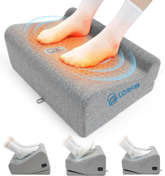 Comfier 2026 Under Desk Foot Rest at Work with Graphene Fast Heat Cloth,Ergonomic Heated Foot Stand,2 Heights & 3 Heat & 3 Vibration,Heel Support for Back Leg Pain Relief,Office Home,Gift Men Women