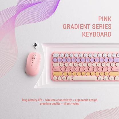 Wireless Keyboard and Mouse Combo,2.4GHz, Full-Size 110-key Design, Ultra-Thin and Silent Keys,Suitable for laptops/desktops/PCs,Compatible with Windows and Mac OS (Gradient Pink)