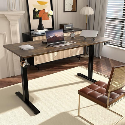 ERGOMAKER 55" Electric Standing Desk, Adjustable Height, Sit Stand Up Desk for Home Office & Computer Workstations, Memory Controller, Rustic Brown