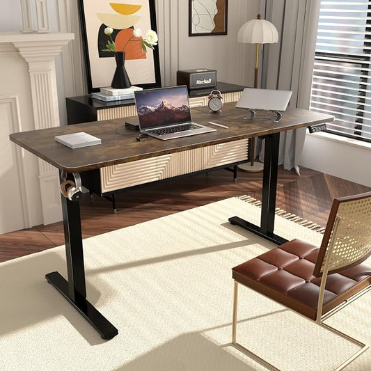 ERGOMAKER 55" Electric Standing Desk, Adjustable Height, Sit Stand Up Desk for Home Office & Computer Workstations, Memory Controller, Rustic Brown