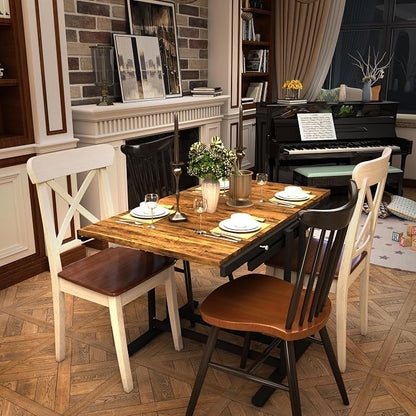 Extendable Dining Table Convertible 2 in 1 Shelf to Table with Metal Frame Industrial and Rustic Style for Small Spaces, Kitchen & Dining Room