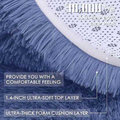 OLANLY 8x10 Machine Washable Large Area Rugs for Living Room, Bedroom, Soft Fluffy Shaggy Bedside Rug, Indoor Floor Carpet for Kids Girls and Boys, Dorms, Nursery, Home Decor Aesthetic, Denim Blue